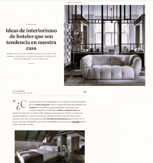 REVISTA HOLA | El 'contract hospitality’ como una inspiración.  