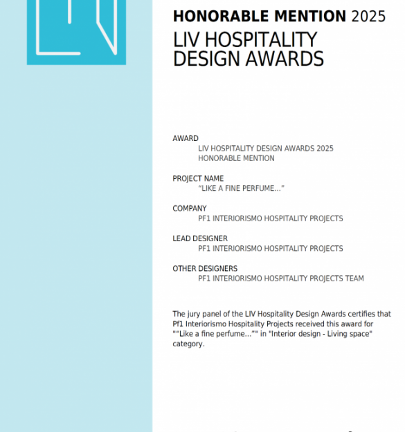 Mención Honorífica | LIV Hospitality Design Awards 2025 Mención Honorífica | LIV Hospitality Design Awards 2025